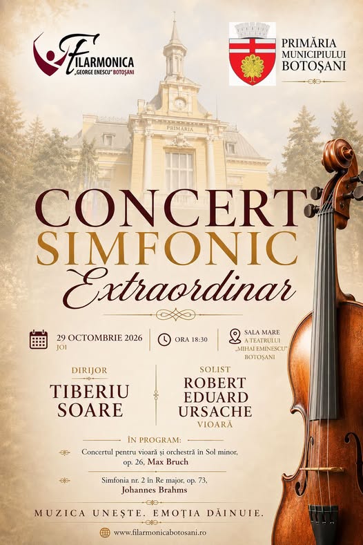 Concert simfonic extraordinar – Tiberiu Soare și Robert Eduard Ursache, 29 octombrie 2026